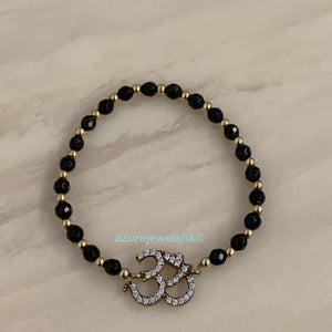 Om Black and Gold Beads Bracelet